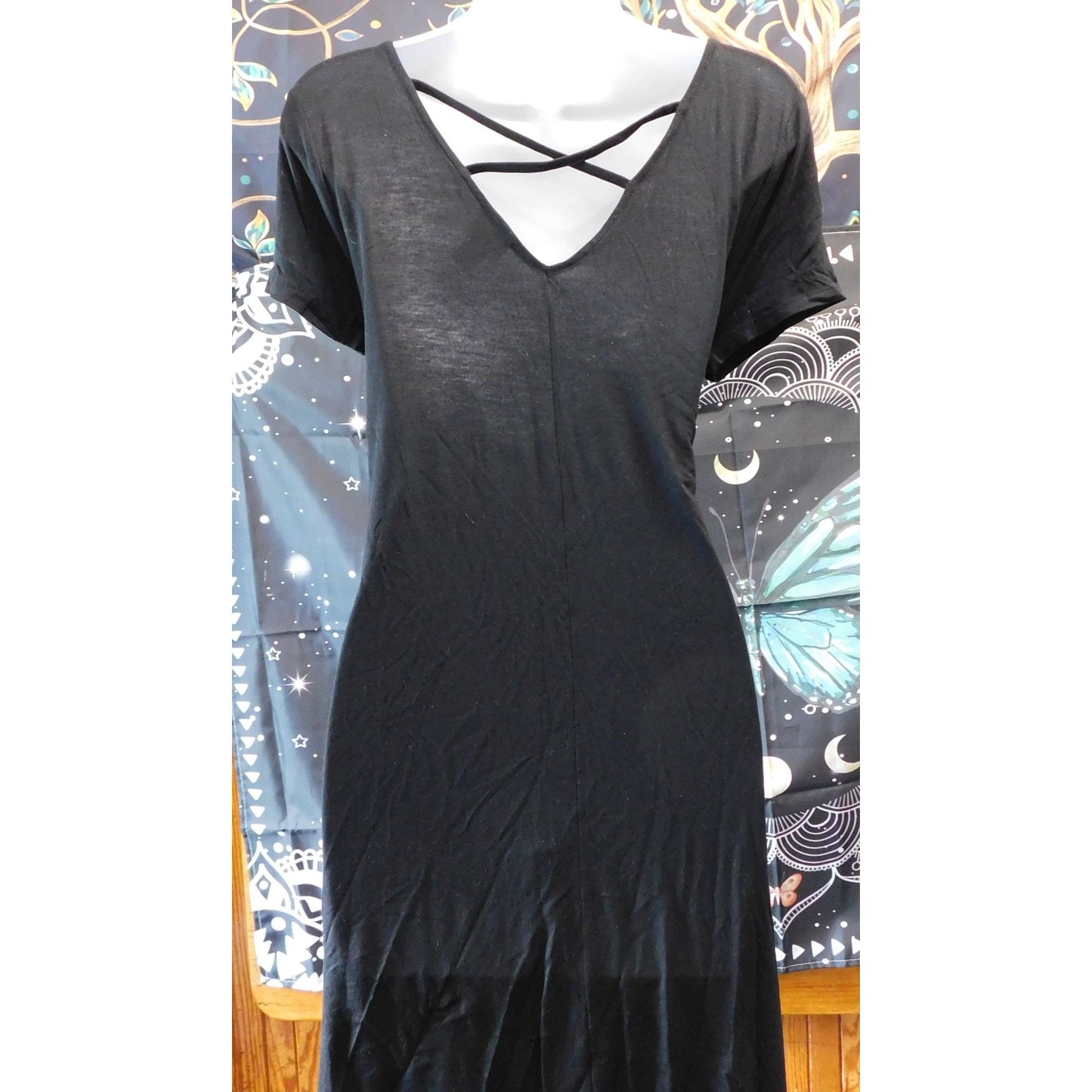Casual Gothic Cross Back Tunic Dress Size Small