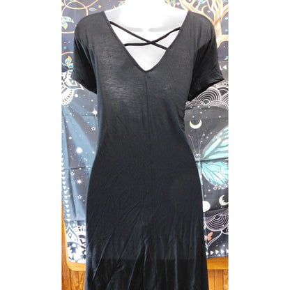 Casual Gothic Cross Back Tunic Dress Size Small