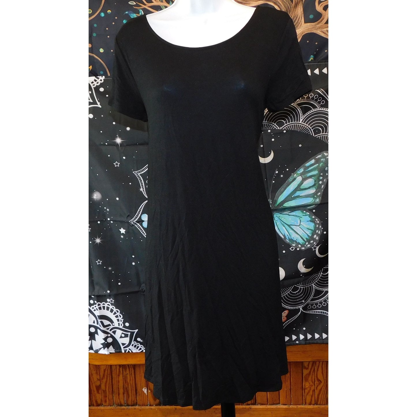 Casual Gothic Cross Back Tunic Dress Size Small