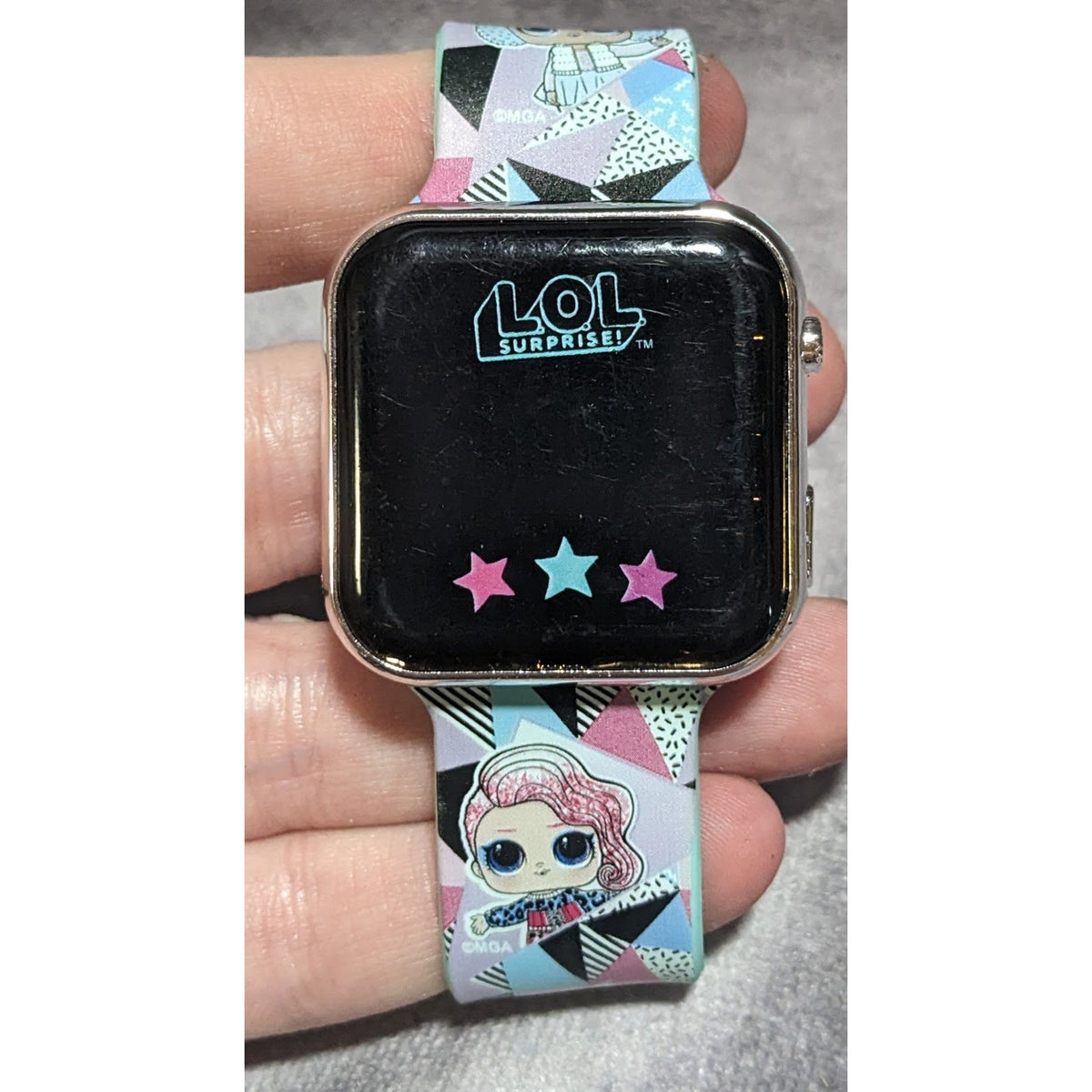 Y2K Kidcore LOL Surprise Watch Pastel Character Print Square Face