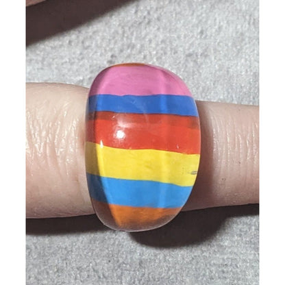 Chunky Retro Rainbow Candycore Striped Ring Size 8