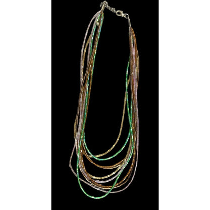 Vintage Earth Tone Glass Beaded Shimmer Multilayer Necklace