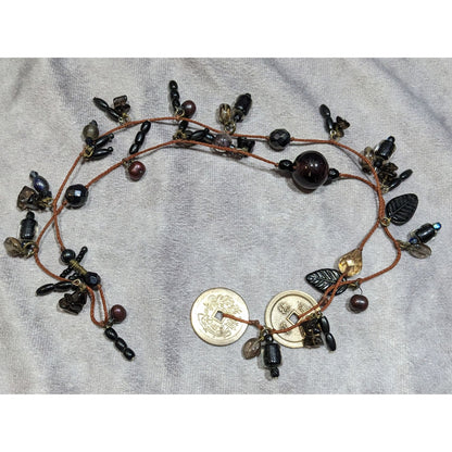 Handmade Glass Charm Wrap Necklace With Vintage Coin Accents