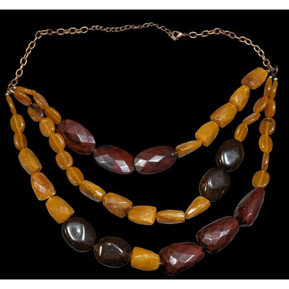 Vintage Retro Chunky Brown Acrylic Beaded Layered Necklace