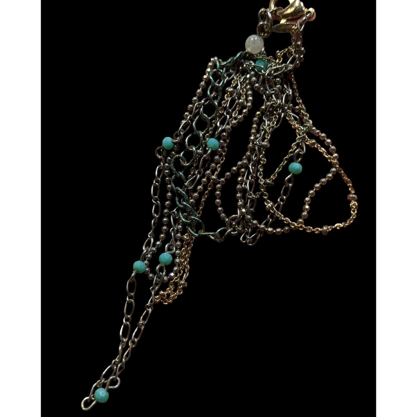 Vintage Avon Layered Turquoise Accent Delicate Multi Chain Boho Necklace