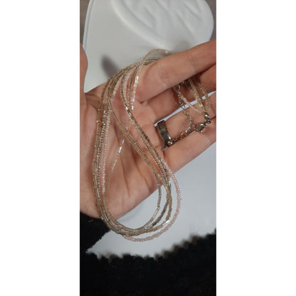 Casual Neutral Tone Glass Beaded Layered Necklace
