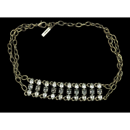Sugarfix Industrial Glam Chain Choker With Clear & Smoky Crystals
