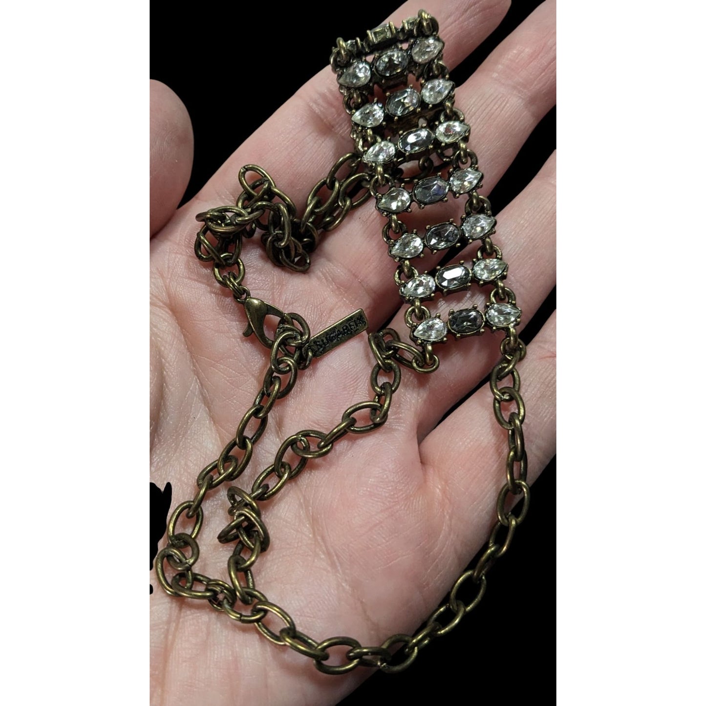 Sugarfix Industrial Glam Chain Choker With Clear & Smoky Crystals