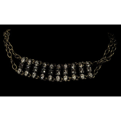 Sugarfix Industrial Glam Chain Choker With Clear & Smoky Crystals
