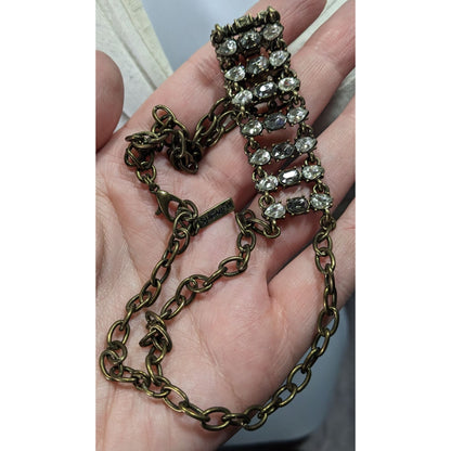 Sugarfix Industrial Glam Chain Choker With Clear & Smoky Crystals