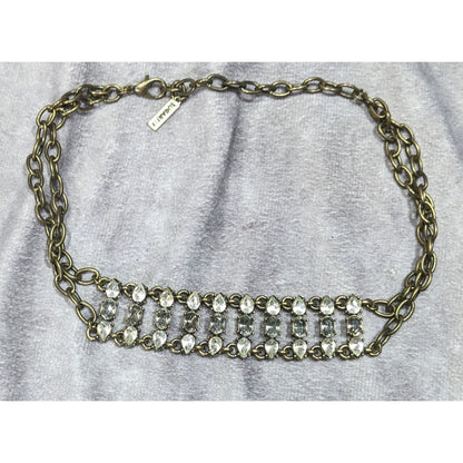 Sugarfix Industrial Glam Chain Choker With Clear & Smoky Crystals