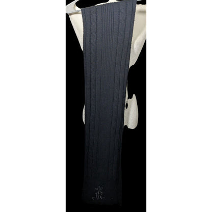 Ralph Lauren Black Cable Knit Embroidered Logo Rhinestone Scarf