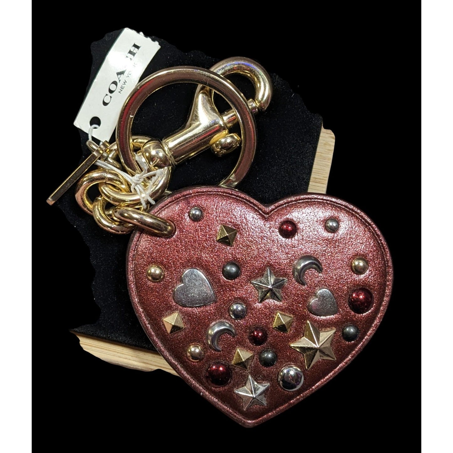 Coach Stardust Studs Red Heart Bag Charm/Keychain