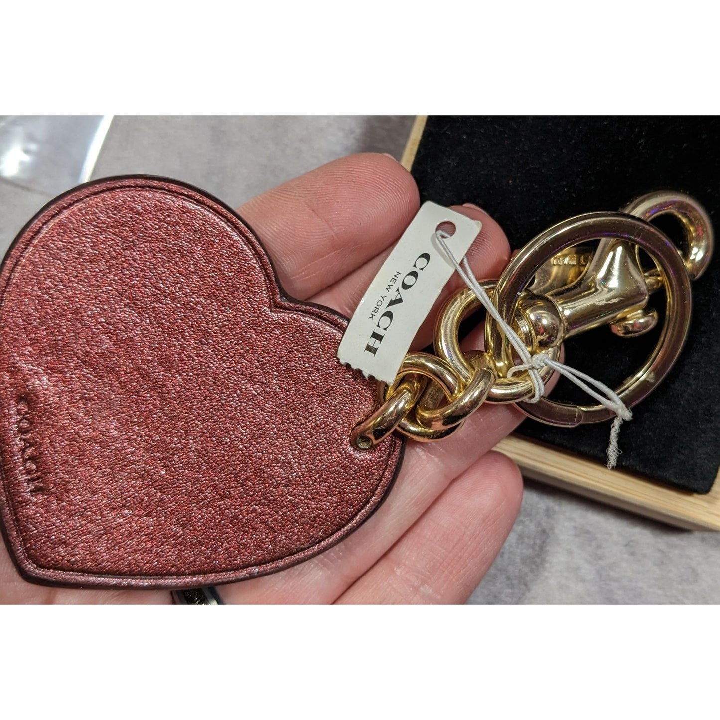 Coach Stardust Studs Red Heart Bag Charm/Keychain