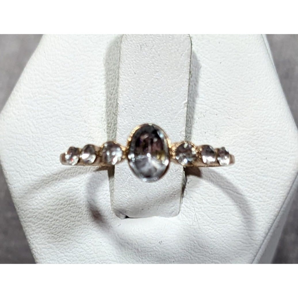 Elegant Glam Gold Tone Clear Gemmed Ring Size 7 1/4