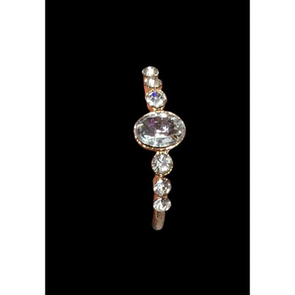 Elegant Glam Gold Tone Clear Gemmed Ring Size 7 1/4