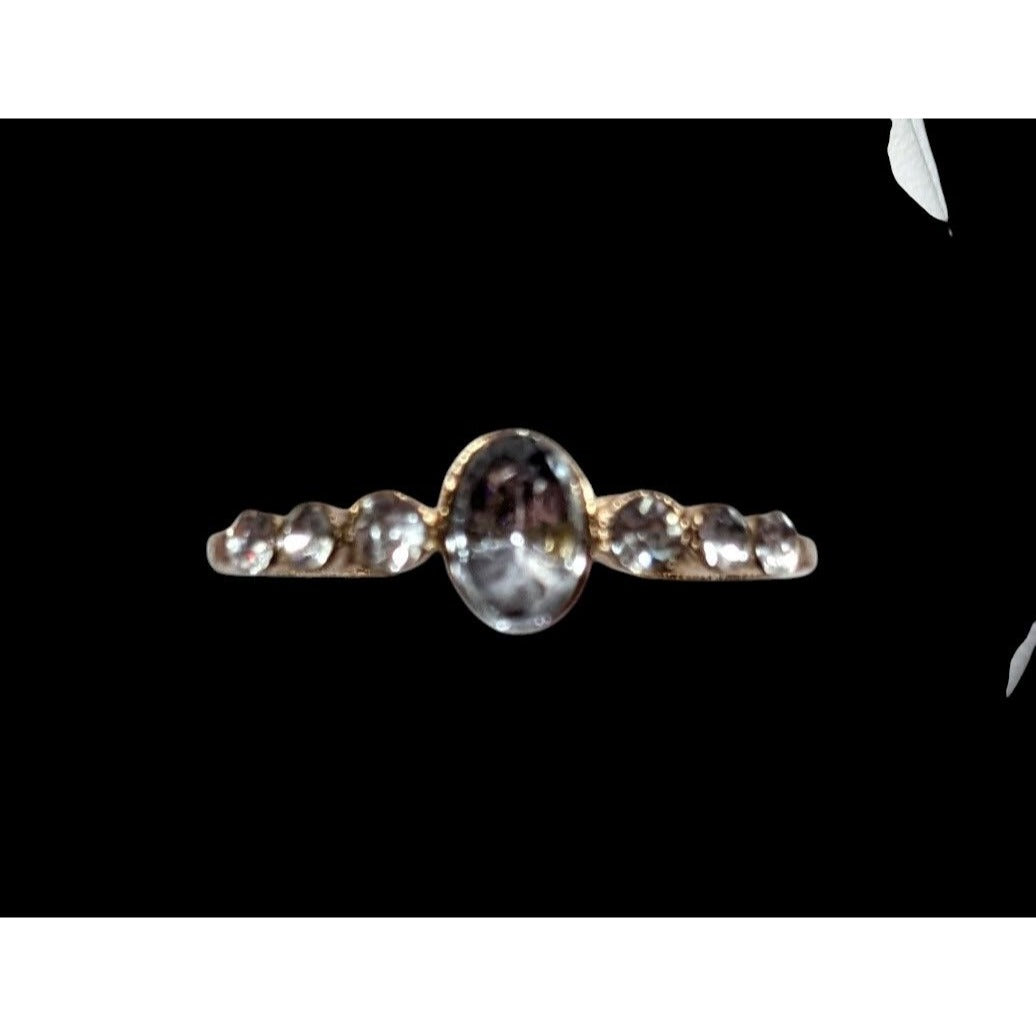 Elegant Glam Gold Tone Clear Gemmed Ring Size 7 1/4