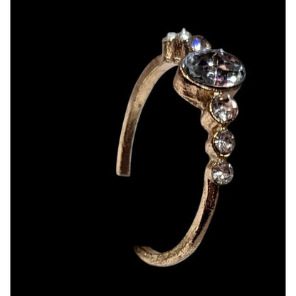 Elegant Glam Gold Tone Clear Gemmed Ring Size 7 1/4