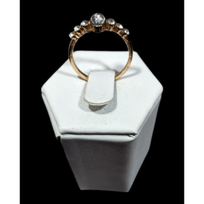 Elegant Glam Gold Tone Clear Gemmed Ring Size 7 1/4
