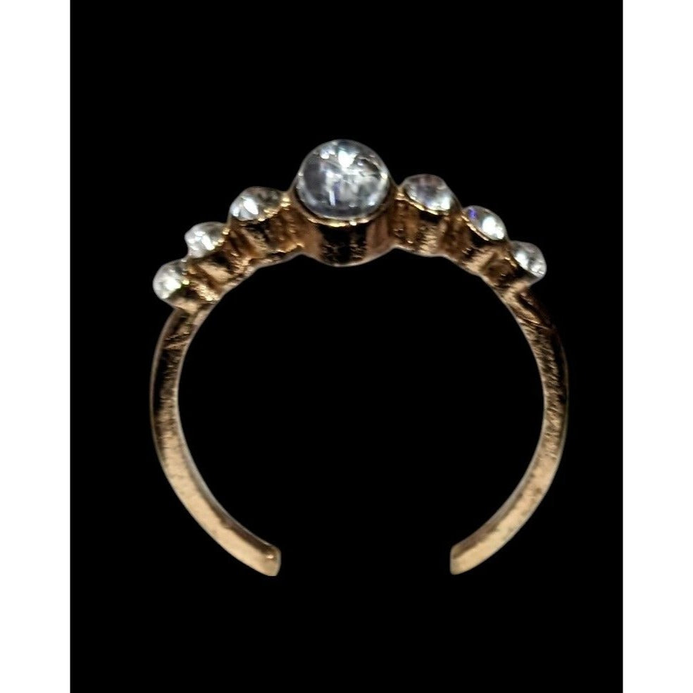 Elegant Glam Gold Tone Clear Gemmed Ring Size 7 1/4