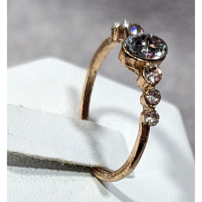 Elegant Glam Gold Tone Clear Gemmed Ring Size 7 1/4