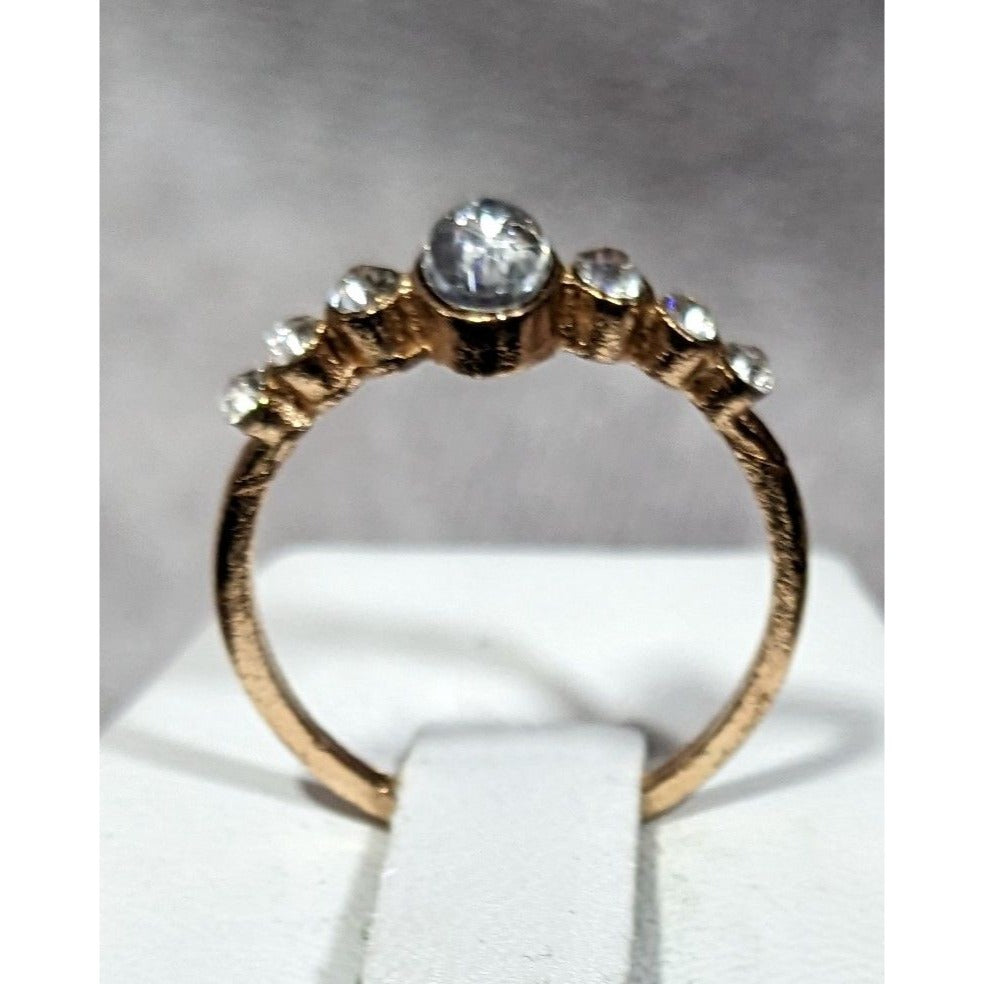 Elegant Glam Gold Tone Clear Gemmed Ring Size 7 1/4