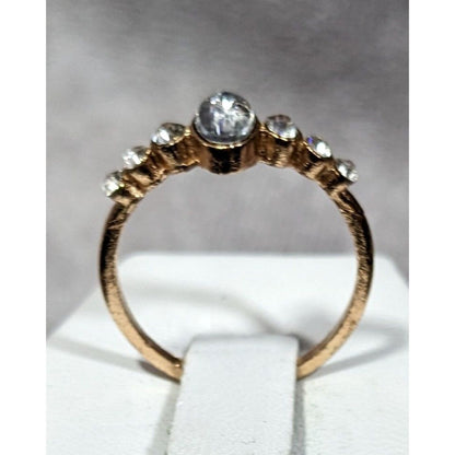 Elegant Glam Gold Tone Clear Gemmed Ring Size 7 1/4