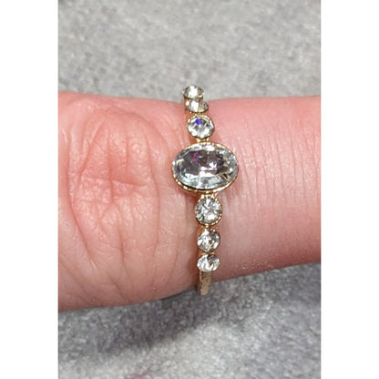 Elegant Glam Gold Tone Clear Gemmed Ring Size 7 1/4