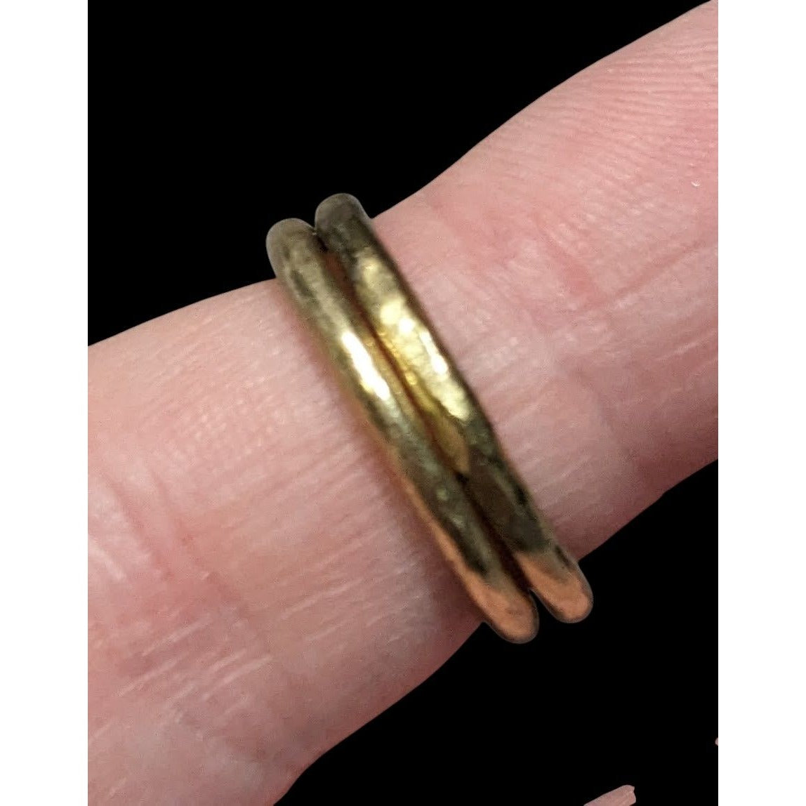 Brutalist Gold Tone Textured Metal Rings Set Of 2