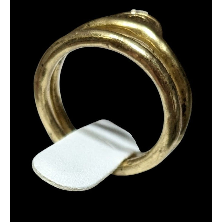 Brutalist Gold Tone Textured Metal Rings Set Of 2