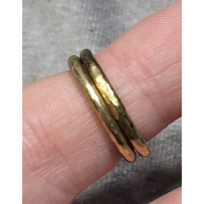 Brutalist Gold Tone Textured Metal Rings Set Of 2