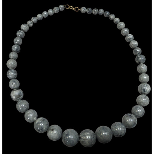Causal Marbled Grey Graduated Plastic Bead Necklace