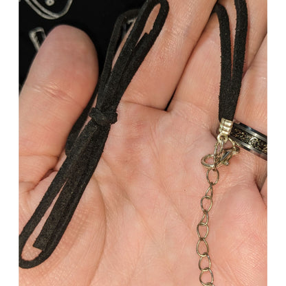 Black Faux Suede Choker Necklace With Bow Tie Design