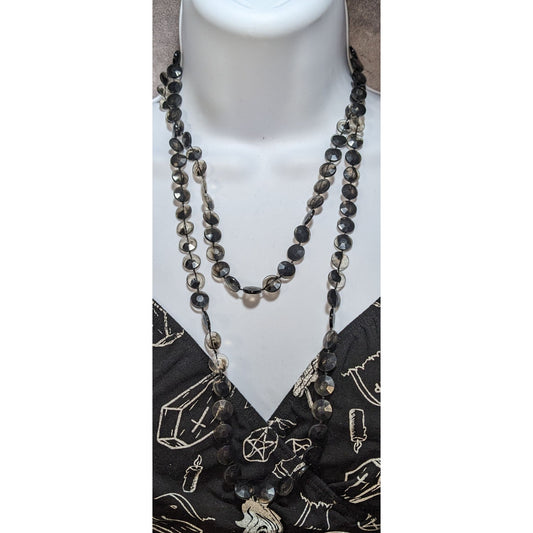 Gothic Smoky Faceted Plastic Bead Necklace
