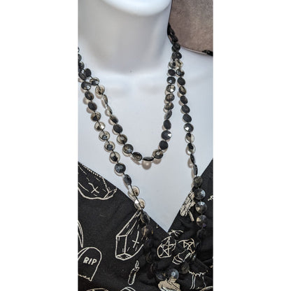 Gothic Smoky Faceted Plastic Bead Necklace