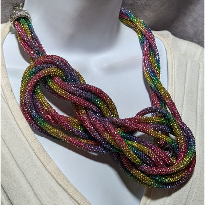 Rainbow Glam Knotted Sassy Jones Statement Necklace