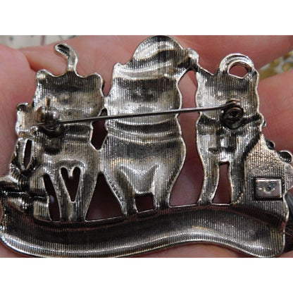 Vintage Holiday Cat Brooch "Friends Are The Greatest"