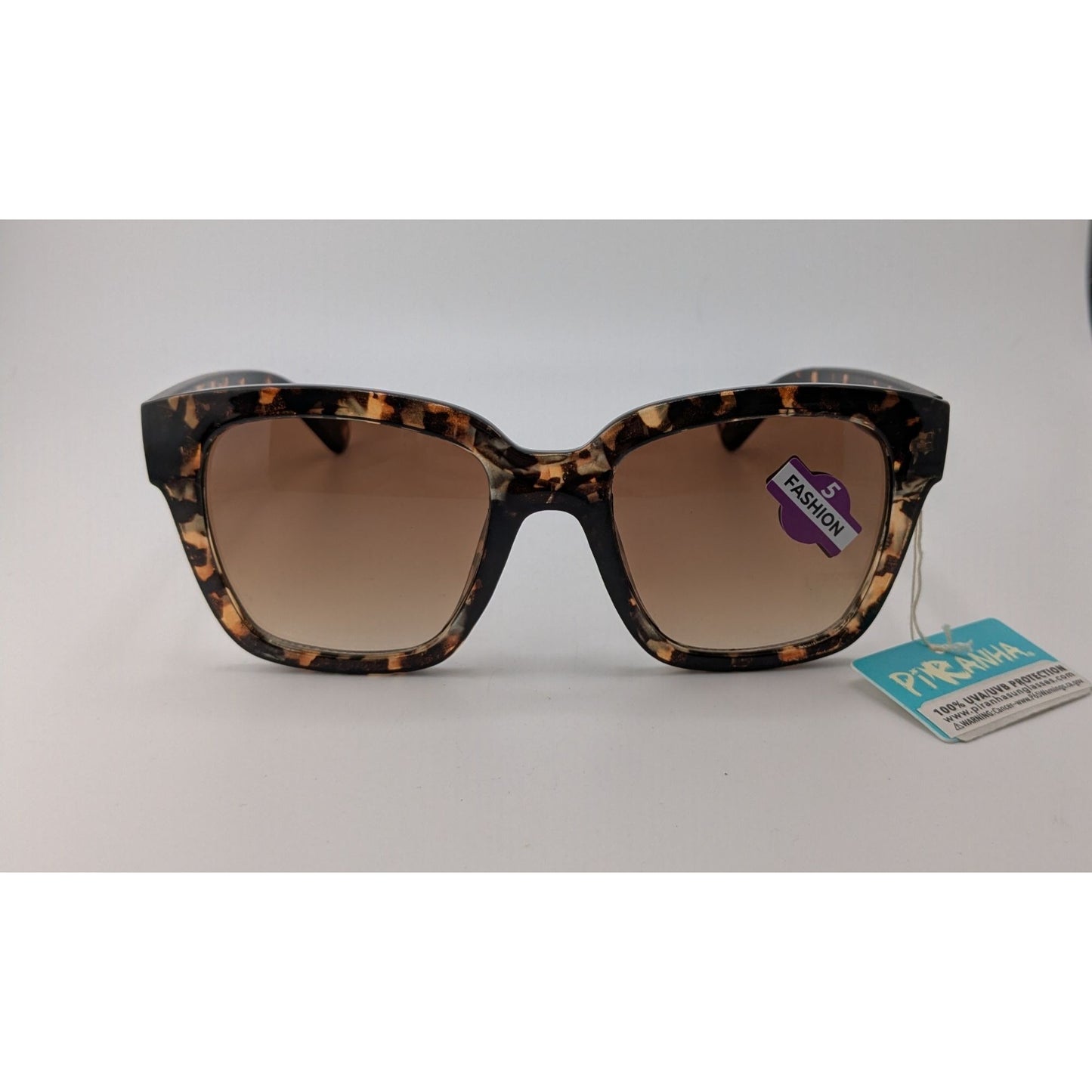 Piranha Oversized Tortoise Square Sunglasses 100% UV Protection Gradient Brown Lenses