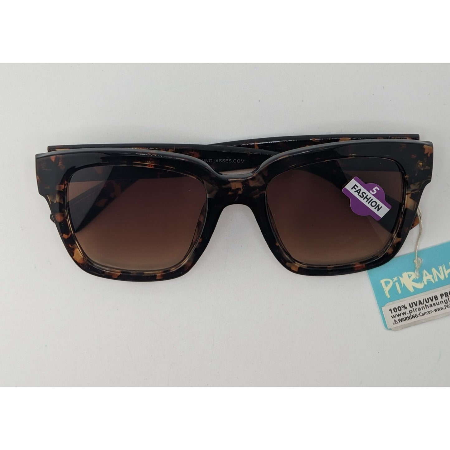 Piranha Oversized Tortoise Square Sunglasses 100% UV Protection Gradient Brown Lenses