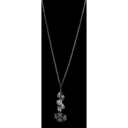 Y2K Fairycore Cluster Pendant Necklace Faux Pearls Rhinestones Flower Silver