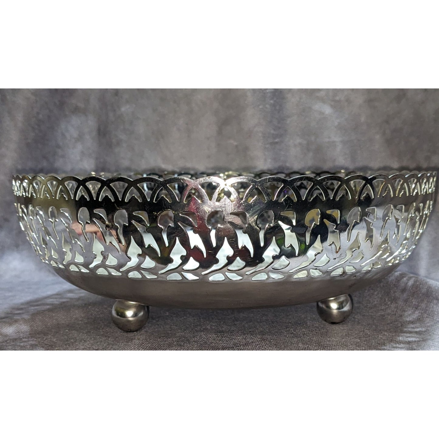 WMF Ikora Silver-Plated Footed Tray With Swirl Finish Made In Germany