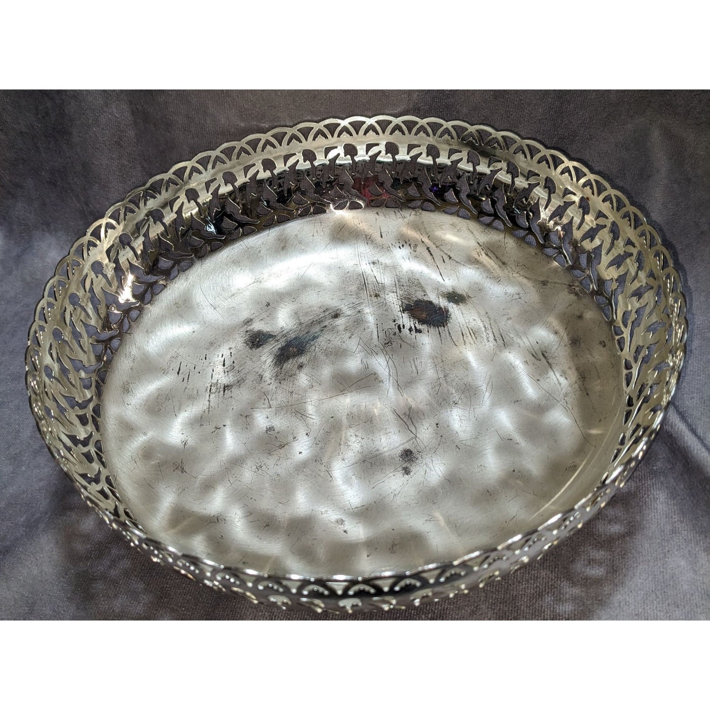 WMF Ikora Silver-Plated Footed Tray With Swirl Finish Made In Germany
