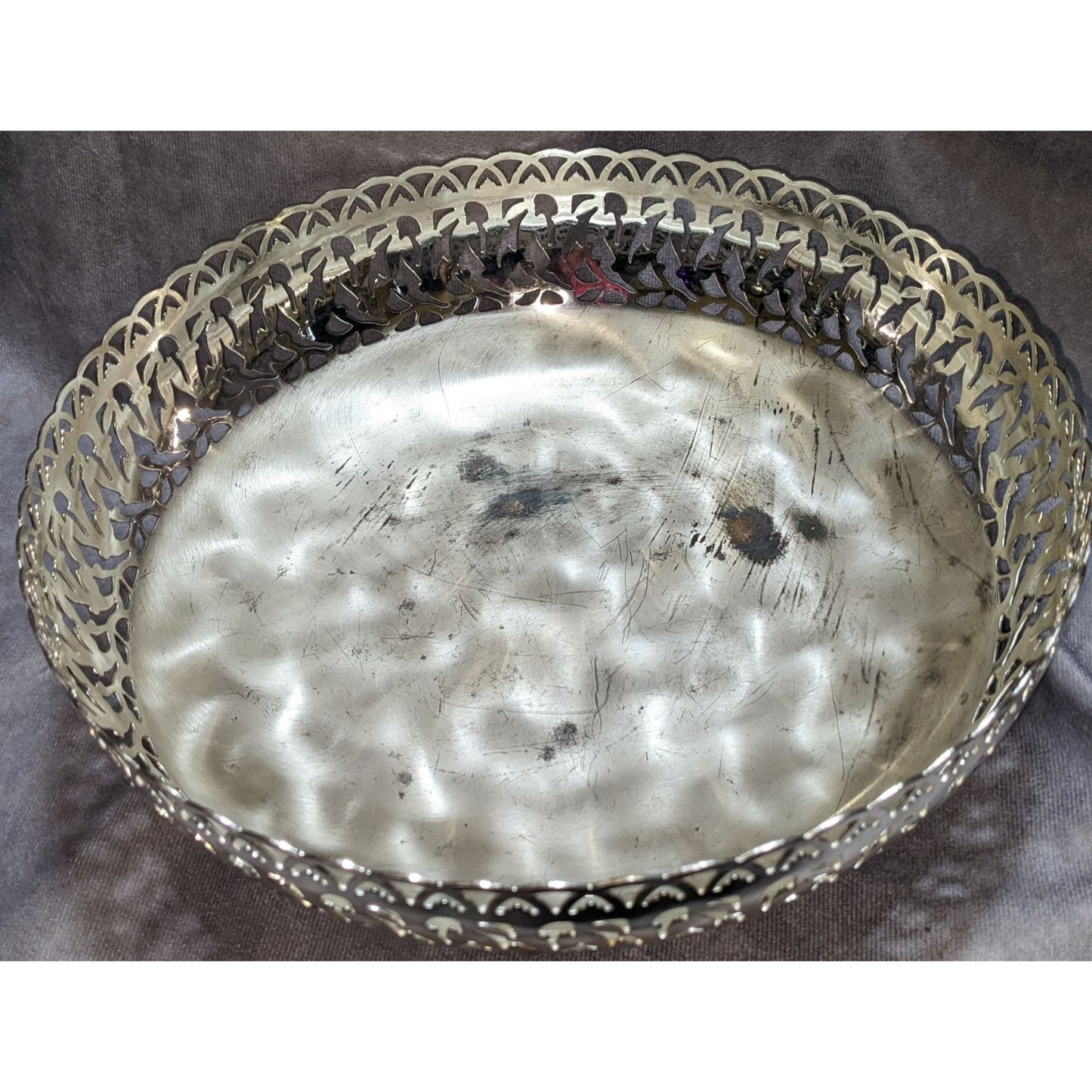 WMF Ikora Silver-Plated Footed Tray With Swirl Finish Made In Germany