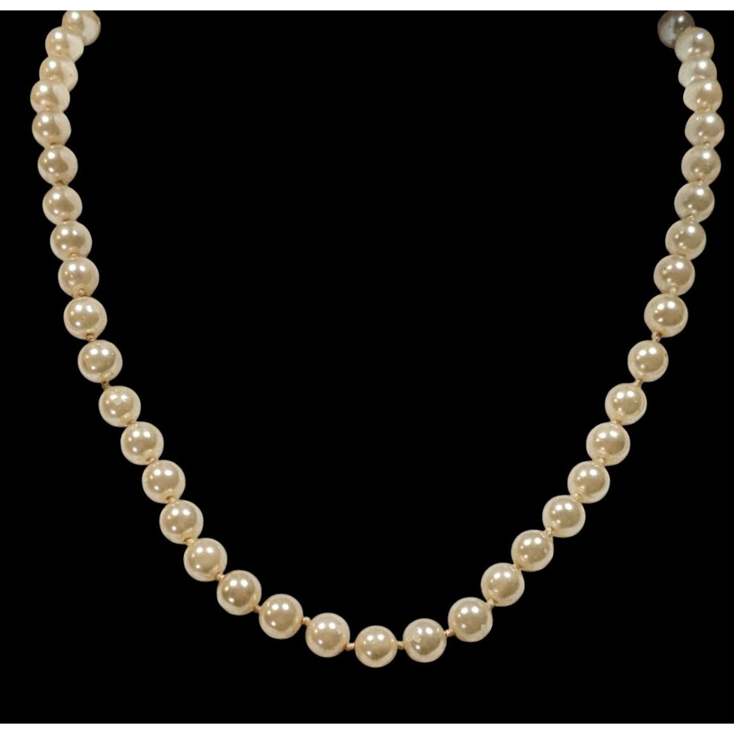 Vintage Hand Knotted Faux Pearl Beaded Necklace