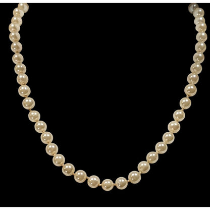 Vintage Hand Knotted Faux Pearl Beaded Necklace