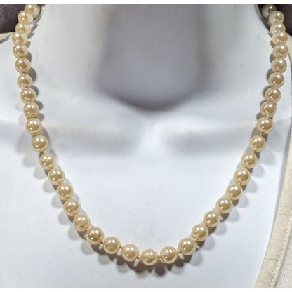Vintage Hand Knotted Faux Pearl Beaded Necklace