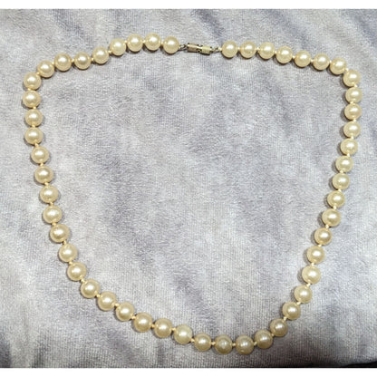 Vintage Hand Knotted Faux Pearl Beaded Necklace