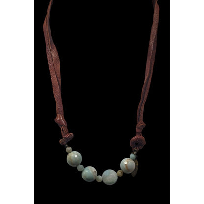 Zee Designs Bohemian Amazonite And Leather Tie On Necklace