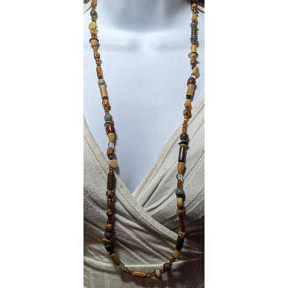 Earthy Handmade Mixed Media Beaded Necklace