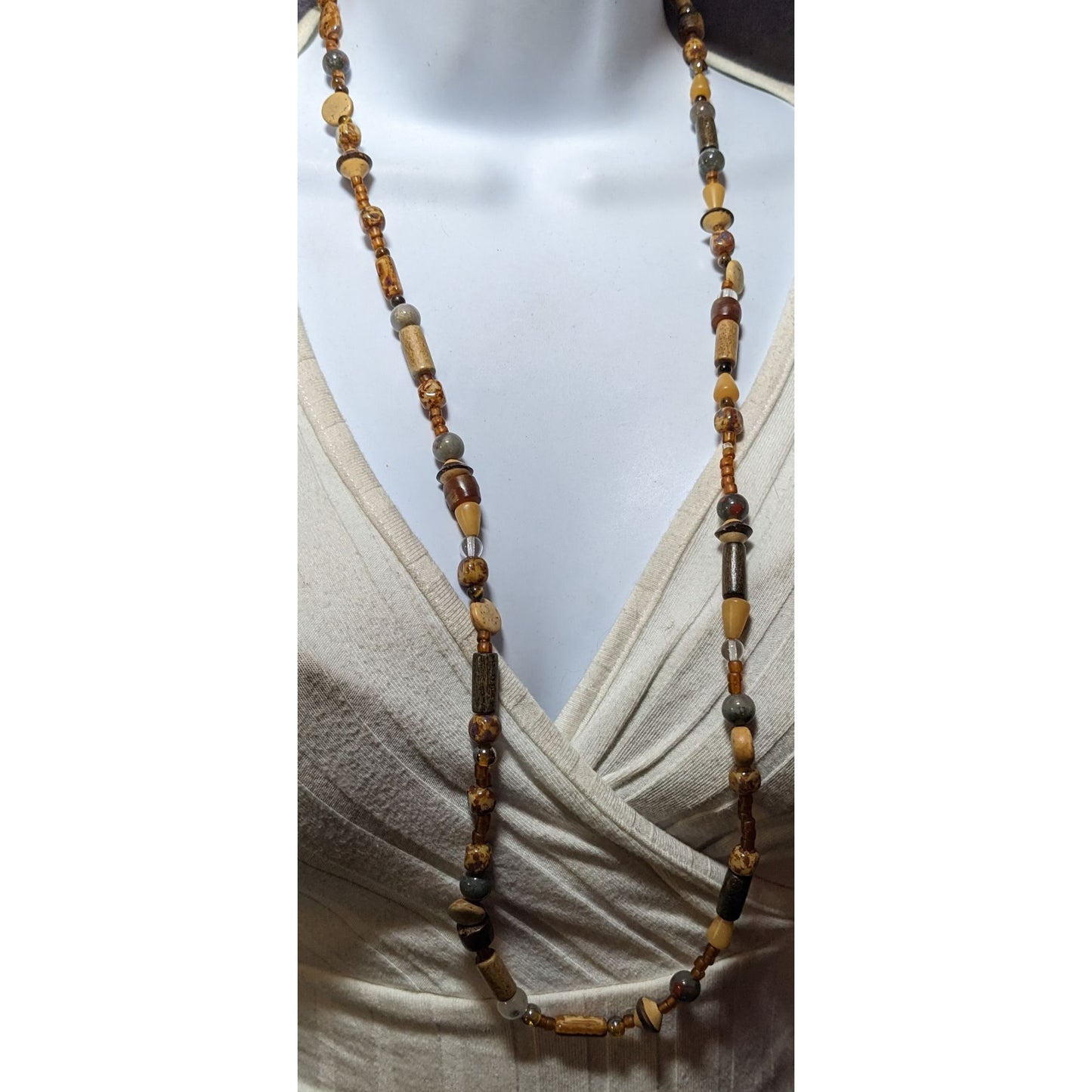 Earthy Handmade Mixed Media Beaded Necklace